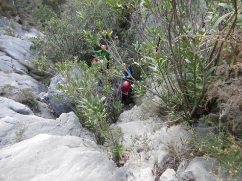 Comenzando el barranco.