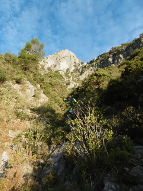 En el barranco con la cima de la Concha al fondo.