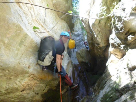 Nuestro Presi, Antonio en una de las cascadas del tramo superior.