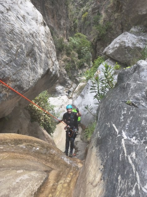 David durante el descenso.